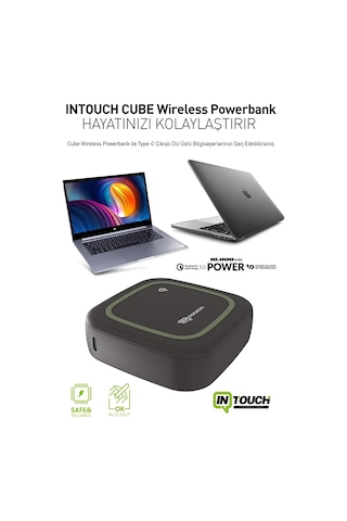 Intouch 10.000mAh Cube 18W PD 10W Wireless Taşınabilir Powerbank