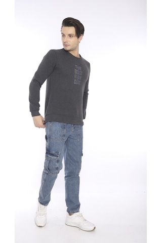 Escetic Erkek Spor Slimfit, Bisiklet Yaka Antresit Melanj Sweatsh
