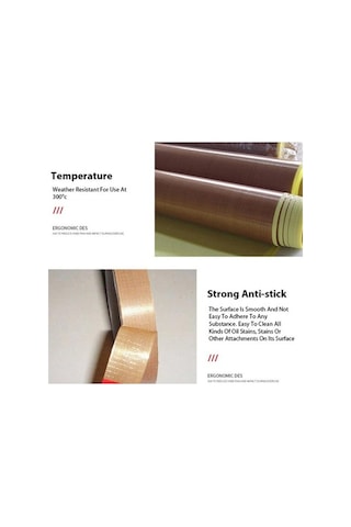 Pazly 10 Metrelik Ptfe Kumaş Bant, Yüksek Sıcaklık Dayanımlı, Yapıştırıcı, Su Geçirmez, Kapama Makinesi İçin Rulo