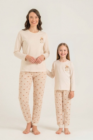 Rolypoly Anne Kız Lovely Bear Krem Uzun Kol Pijama Takım Rp3916-a-v1 Rp3916-a-v1