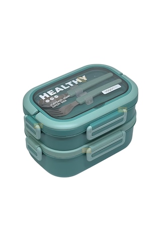 Bento 1650ml Lunchbox 2 Katlı 3 Bölmeli Paslanmaz Çelik Sefer Tası Yemek Kutusu Yeşil Bakır