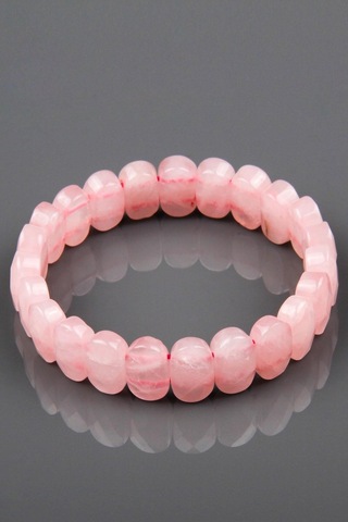 Pembe Kuvars 8 x 14 mm Özel Kesim Doğal Taş Bileklik Çok Renkli