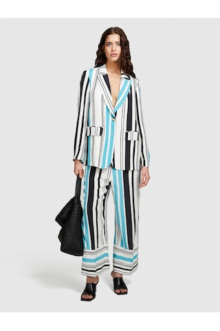 Sisley Tamamı Desenli Çift Düğmeli Maskülen Kesim Blazer Ceket Kadın Renkli Ceket - 324p2vjdlw024 Çok Renkli