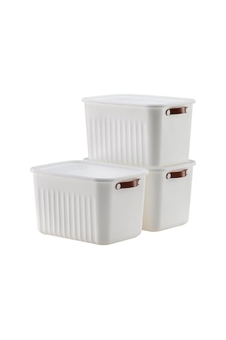 Tr 1 Adet 20 Lt Dev Boy Çok Amaçlı Kapaklı Kutu - Deri Kulp Detaylı Dolap İçi Düzenleyici Organizer 40x30x25 Cm Diğer