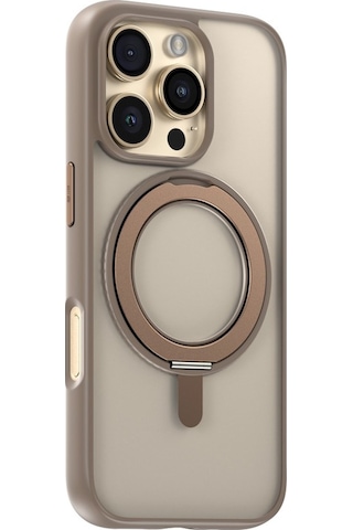 Apple Uyumlu iPhone Blueo 16 Pro Skin Friendly 360 Rotatable Magsafe Standlı Gold Telefon Kılıfı