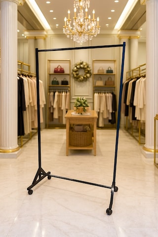 Premium 130 Cm Çelik Konfeksiyon 105 Cm En Askılık Tekerlekli Demonte Portmanto Hanger Siyah