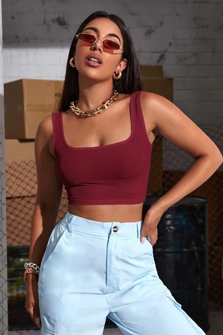 Epilons Zenvial Kadın Bordo Kalın Askılı Crop Top Büstiyer Zenviall2
