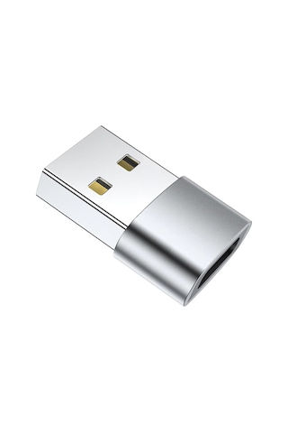 Android Şarj Usb A Erkek To Type C Dişi Çevirici Dönüştürücü Adaptör Gümüş