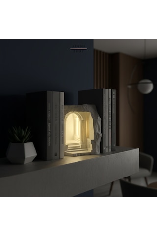 Antik Yunan Mağarası Tasarımlı Kitap Tutucu / Kitaplık Süsü