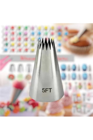 Paslanmaz Çelik Krema Sıkma Torbası Ucu Şanti Torbası Ucu, Çim Duy 1 Adet + 4 Adet Şanti Torbası 5ft Metal