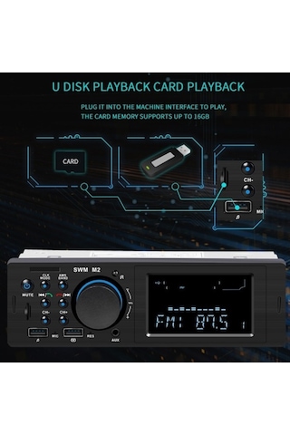 Novahub Araba Bluetooth Stereo Fm Radyo, Usb/tf/aux Çalar, Uzaktan Araç Bulma, 2.1a Hızlı Şarj, Akıllı Kumanda