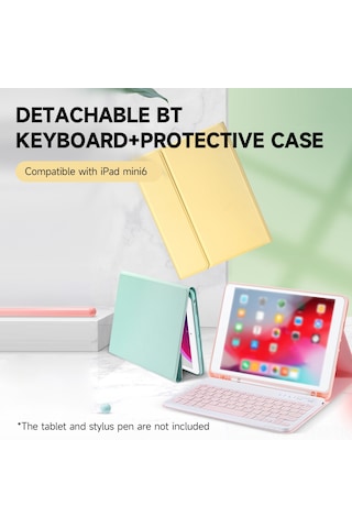 Geeksen İpad Mini6 İçin Çıkarılabilir Bluetooth Klavye Kılıfı - Taşınabilir, Kalem Yuvası Ve Uzun Pil Ömrü