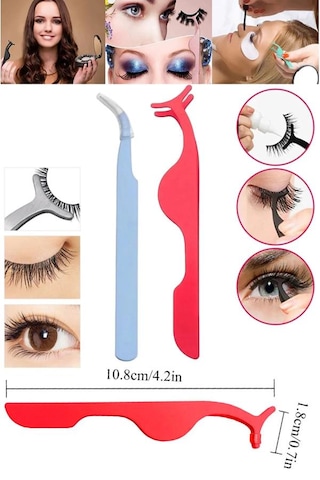 İpek Kirpik Seti Kirpik Tutucu Cımbızlı 2'li Set