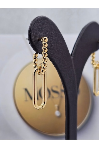 Xuping Burgu Zincir Model Gold Renk Çelik Küpe Altın
