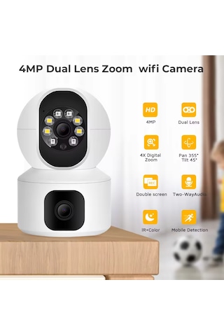 Yeni Nesil Çift Lens Biri Sabit Biri Hareketli Güvenlik Kamerası