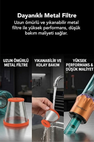 Araç İçi Süpürge Kablosuz Işıklı Göstergeli 22.000 Pa 9başlık Yedek Filtre Çantalı Çekim&üfleme 2in1