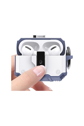Apple Uyumlu AirPods Pro 3 Kılıf Kilitli Açma Kapama Koruyucu Kapak Mavi