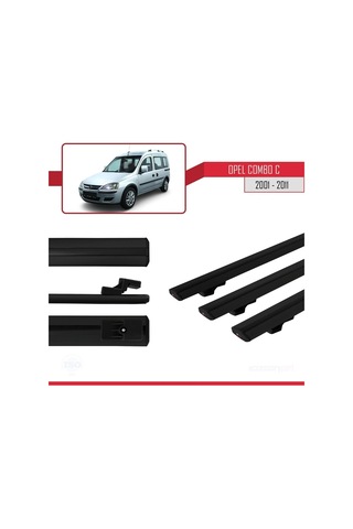 Opel Combo C 2001-2011 Arası İle Uyumlu Basic Model Ara Atkı Tavan Barı Siyah 3 Adet