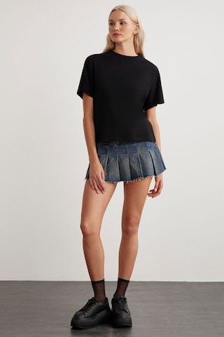 Grımelange Lottıe Kadın %100 Organik Pamuklu Regular Kalıp Bisiklet Yaka Basic Kısa Kollu Siyah T-shirt