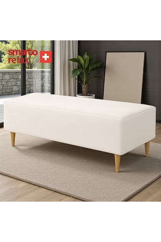 Smarto Relax Puf Babyface Ayaklı Puf 100 40 45 Cm Düz Tasarım Ekru