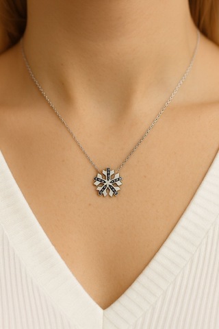 Chavin Silver Kar Tanesi Zirkon Taşlı Gümüş Kolye Dy67sy Gümüş