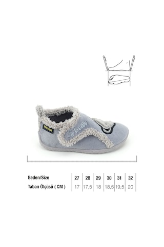 Gezer Erkek Çocuk Kışlık Pvc Rahat Taban Tek Cırt Cırtlı Ayarlanabilir Kemer Ev Okul Kreş Panduf Aya Gri