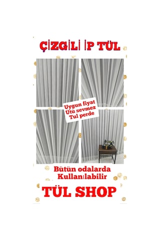 Tül Perde Çizgili Sade Ve Spor Dökümlü Pile Duruşuyla (307535162)