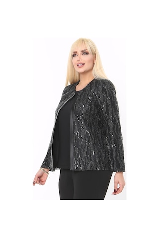 Büyük Beden 3771 Siyah Ceket+bluz Takım 001