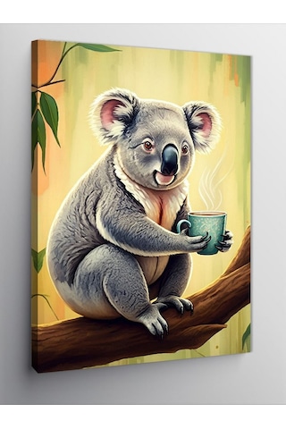 Kanvas Tablo Koala Çay Molası 70cmx100cm