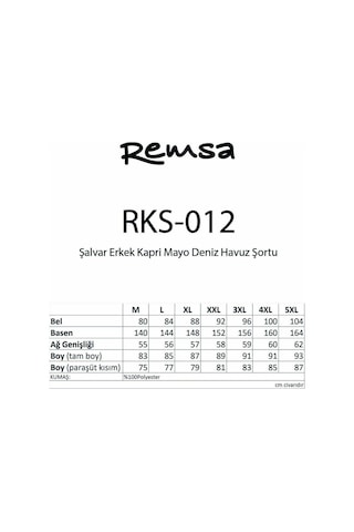 Remsa Mayo Şalvar Erkek Kapri Mayo Deniz Havuz Şortu Rks-012 Lacivert