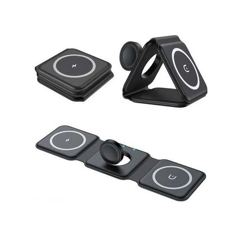 Fastbuy 3üçlü Katlanır Kablosuz Şarj Cihazı - 15w Hızlı Şarj, Usb-c, Manyetik Kulaklık Ve Saat Şarj İçin