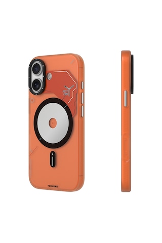 Apple Uyumlu iPhone 17 Kılıf M-safe Şarj Özellikli Disk Desenli Youngkit Disc Battle Kapak Turuncu Turuncu