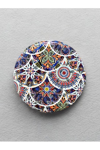 Işıltılı Karışık Desenli Çift Taraflı Yuvarlak Cep Çanta Makyaj Aynası 7cm Çap Kod:20 Çok Renkli