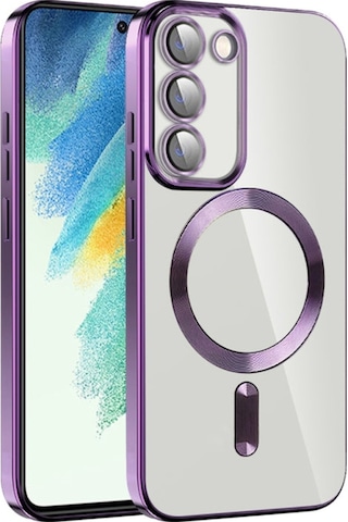 Teknomoda Samsung Galaxy Uyumlu S21 Fe Kılıf Kamera Lens Korumalı Renkli Magsafe Şeffaf Silikon