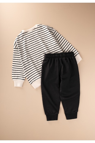 Cigit Çizgili Sweatshirt Takım 2-8 Yaş Siyah Çizgili