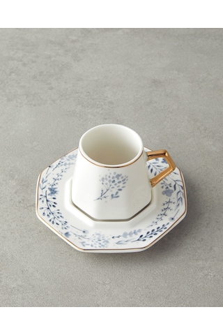 English Home Dreampetal New Bone China 12 Parça 6 Kişilik Kahve Fincan Takımı 80 Ml Mavi Mavi