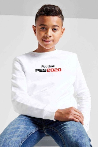 Tshirthane Pes 2020 S Baskılı Unisex Çocuk Beyaz Sweatshirt Beyaz