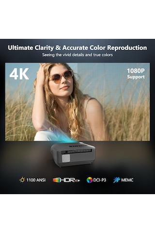 Pxodyda 1080 P 1100 ANSI Lümen FULL HD 4K Projeksiyon Cihazı