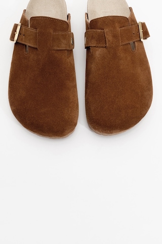 Luvishoes Gons Taba Süet Deri Kadın Terlik Taba