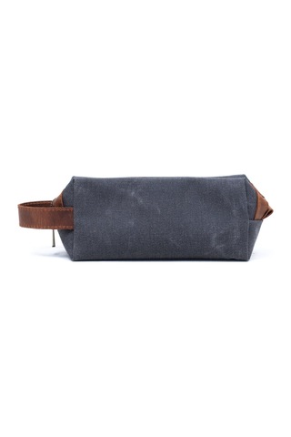 Gillario Design 06 Unisex Kanvas Kumaş+deri Siyah-taba Eskitme Dopp Kit