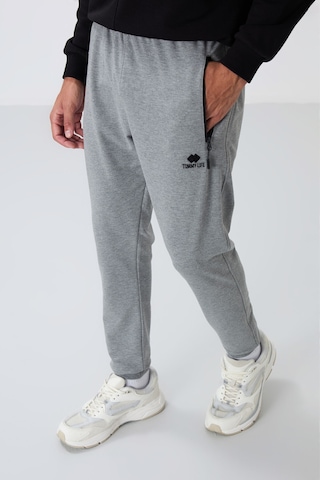 Tommy Life 84651 Erkek Fermuar Cepli Standart Kalıp Jogger Eşofman Alt Gri Melanj