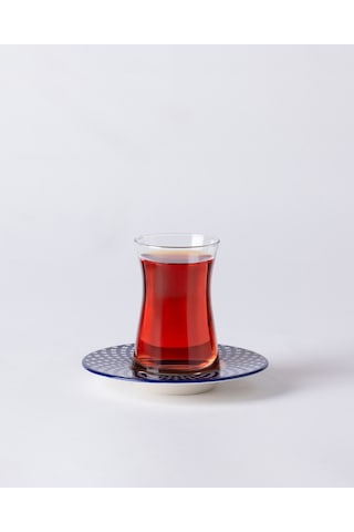Madame Coco Luxe Aimon 6'lı Çay Tabağı Seti - Mavi/beyaz 8684427297933 Çok Renkli
