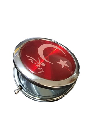 4 Adet El Aynası Türk Bayrağı Desenli 7 Cm Boyutlu, Cep Tipi Pocket Mirror Hand Mirror Sarı