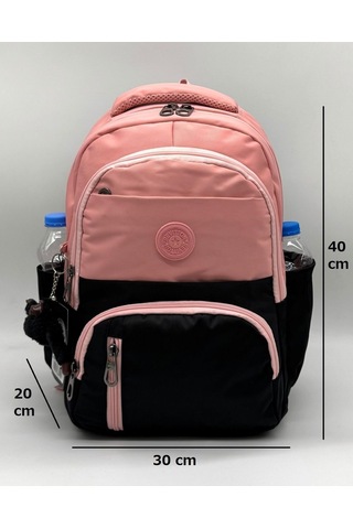 İlk Okul Çantası 3'lü Seti Unisex Çocuk İlkokul Çantası Gry-8010 Pudra-siyah Pembe