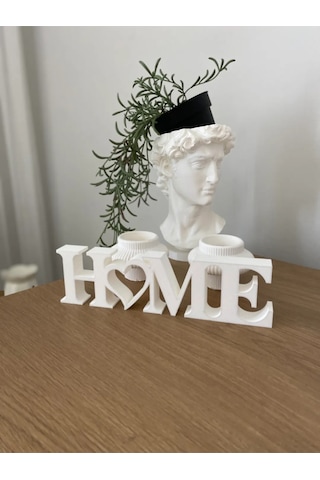 Home Yazılı Dekoratif Biblo - 22x6 Cm, 3d Baskı Masaüstü Dekor, Minimalist Ve Şık Tasarım