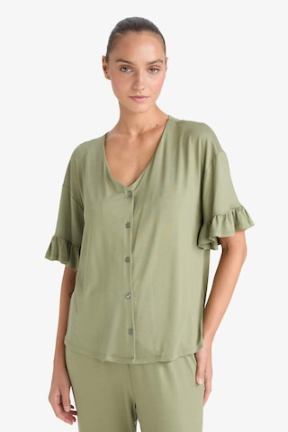 Defacto Pijama Takımı Regular Fit Kısa Kollu Üst Uzun Alt-fall İn Love F7559ax25aukh461 Haki