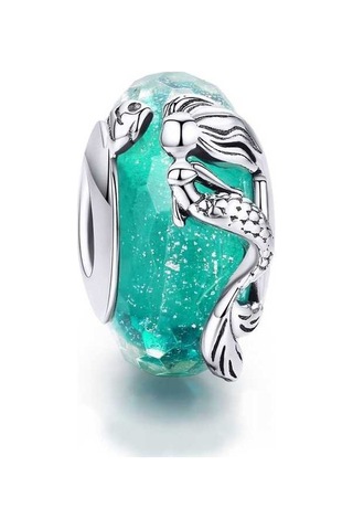 Fastbuy S925 Ayar Gümüş Yeşil Deniz Kızı Boncuk Dıy Bilezik, Renkli Cam Boncuklar Aksesuar Çok Renkli