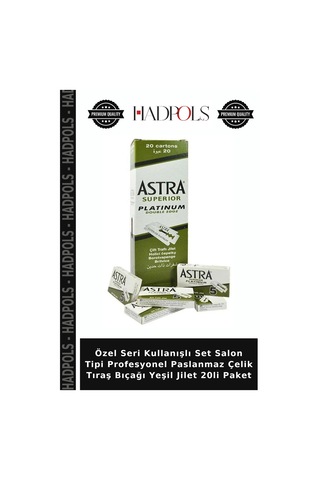 Özel Seri Kullanışlı Set Salon Tipi Profesyonel Paslanmaz Çelik Tıraş Bıçağı Yeşil Jilet 20li Paket