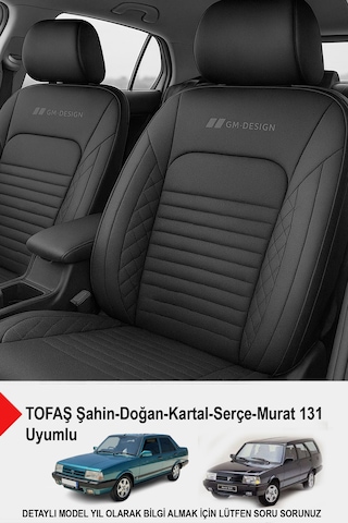 İstanbul Serisi Deri Oto Koltuk Kılıfı Tofaş Kartal-şahin-doğan-serçe-tempra Uyumlu Siyah