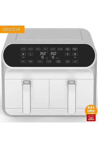 Groove MAX PLUS XXL 1800 W 4 Lt +4 Lt 8 Lt Çift Hazneli Smart Air Fryer